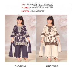 Girls' Embroidered Rayon Palazzo Suit Set with Nazmin Dupatta